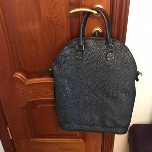 Burberry prorsum navy blue pebbled leather bag